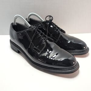 Bates Mens Size 9.5 D High Gloss Shiny Dress Shoes Black Uniform Military Plain